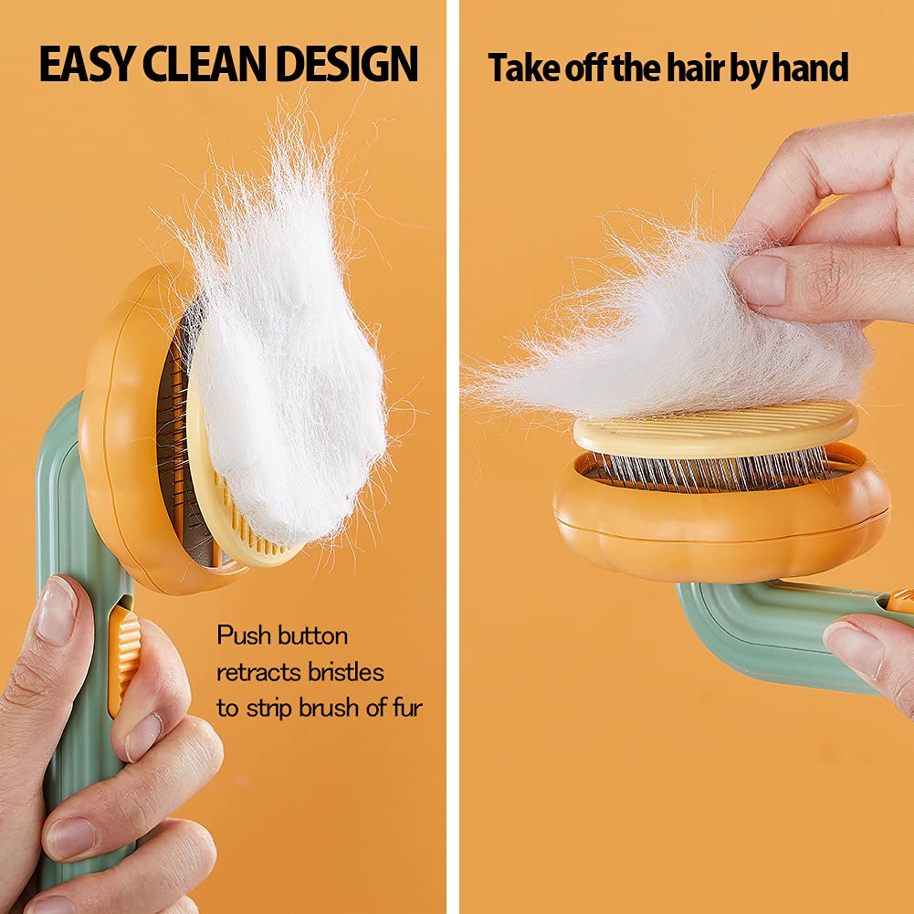 Pumpkin Self Cleaning Slicker Brush For Cats