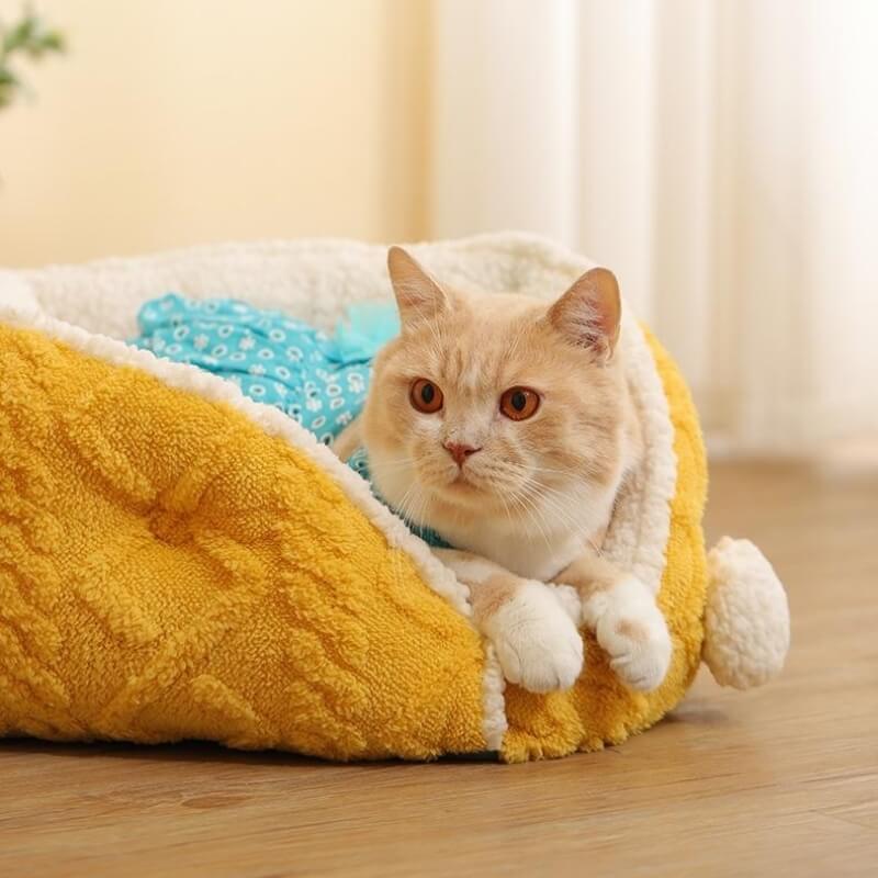 Cheese Cat Bed Fleece Jacquard Comfortable Dog Bed