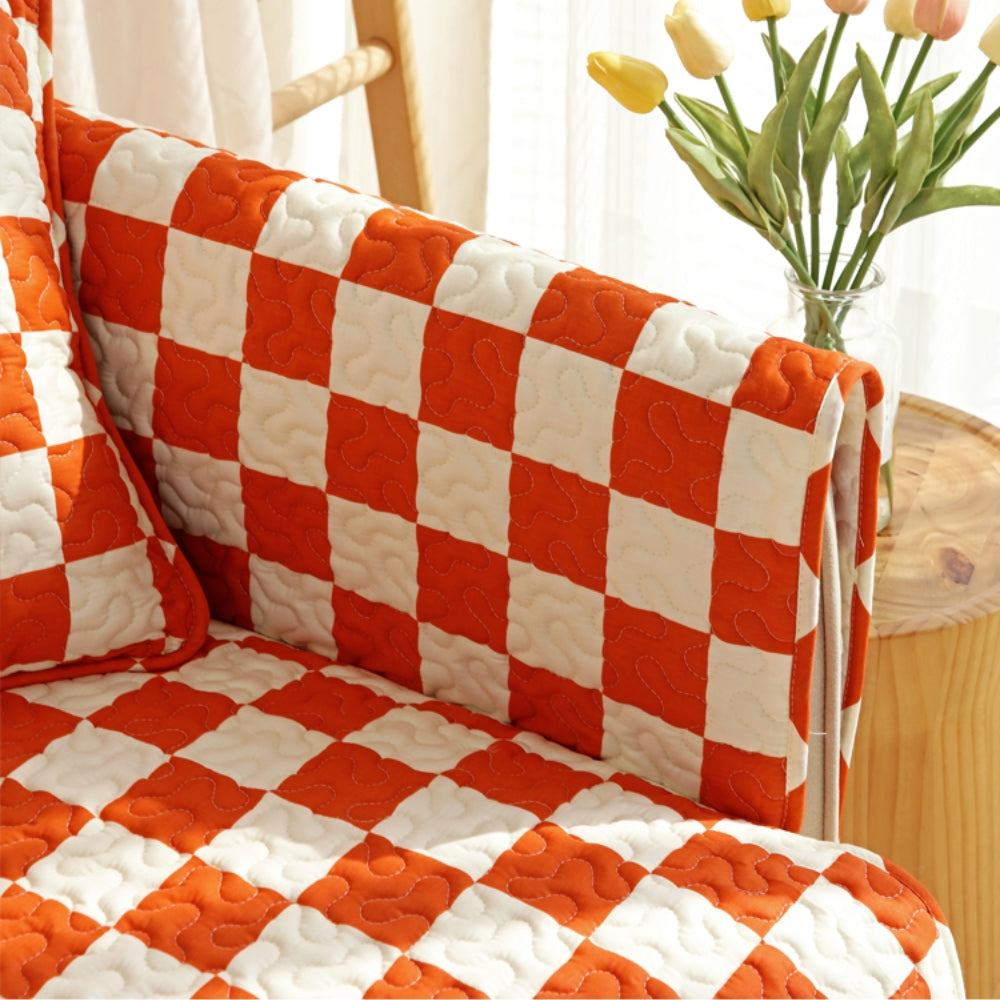 Colorful Checkerboard Anti-scratch Furniture Protector Couch Cover