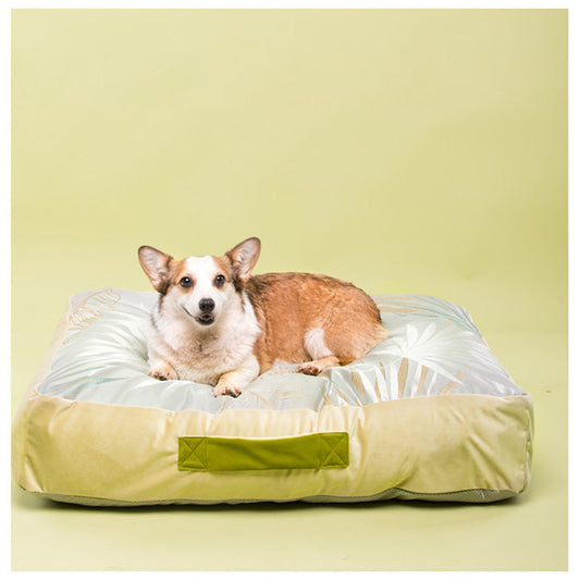 Bow Tie Pillow Ice Silk Velvet Square Cooling Dog Bed