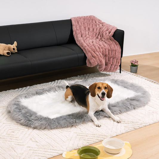 Super Soft Long Plush Fluffy Fur Oval Rug Pet Mat