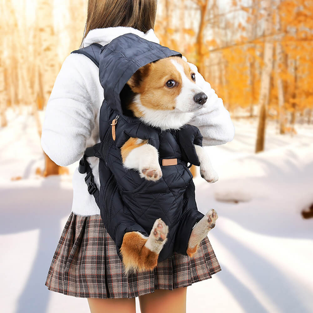 Winter Thickened Warm Hands Free Portable Travel Pet Dog Carrier Backpack