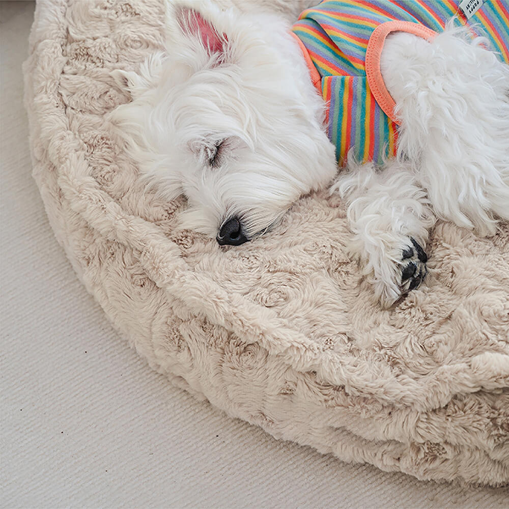 Warming Fluffy Round Cloud Shape Calming Dog Bed