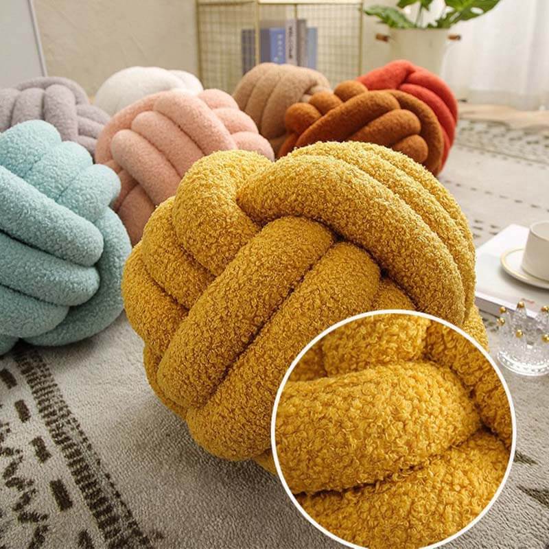 Knitted Fleece Knotted Ball Sofa Cushion