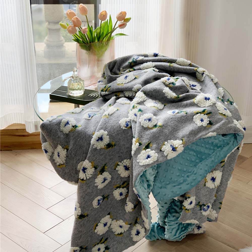 Romantic Jacquard Fleece & Minky Warm Blanket Large Human Pet Throw Blanket