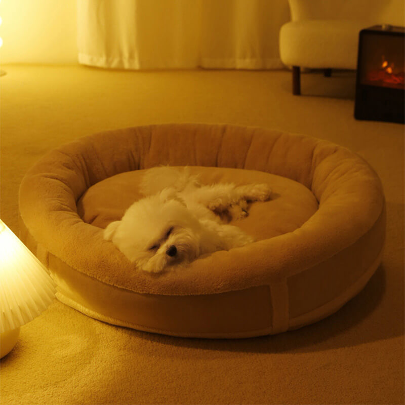 Anti-Anxiety Oval Warm Plush Dog Bed