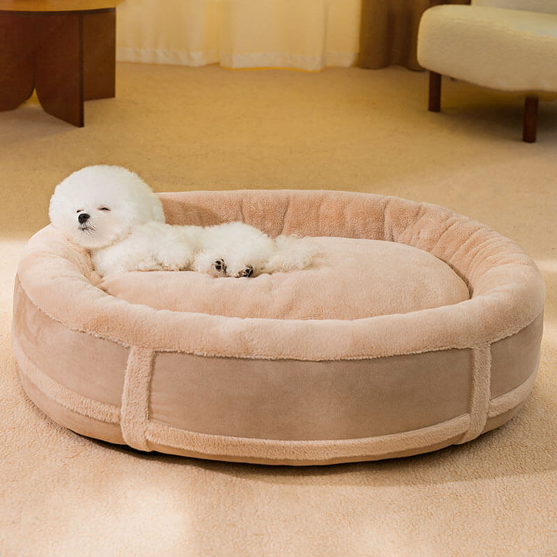 Anti-Anxiety Oval Warm Plush Dog Bed