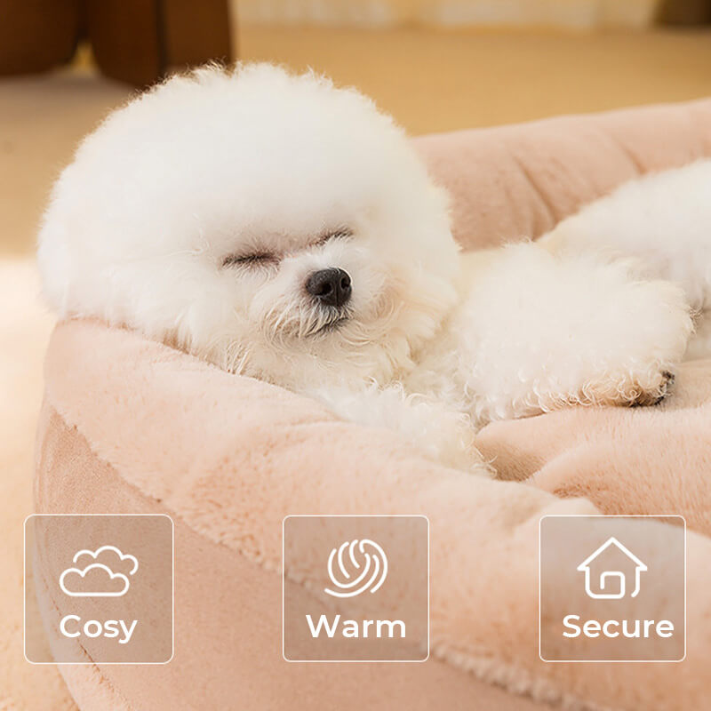 Anti-Anxiety Oval Warm Plush Dog Bed