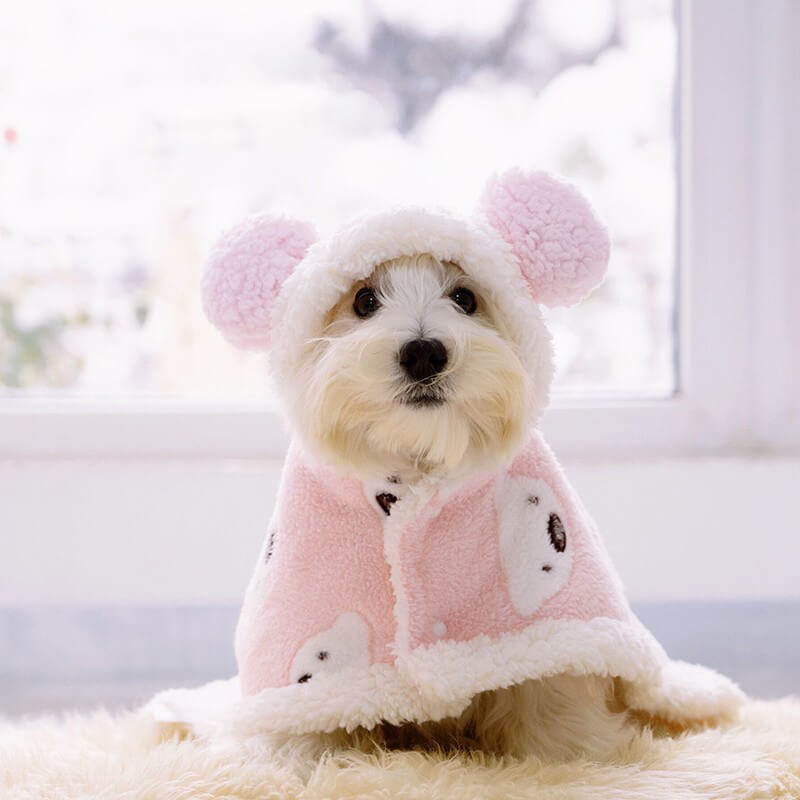 Bear Lamb Fleece Dog Cape Warm Clothing