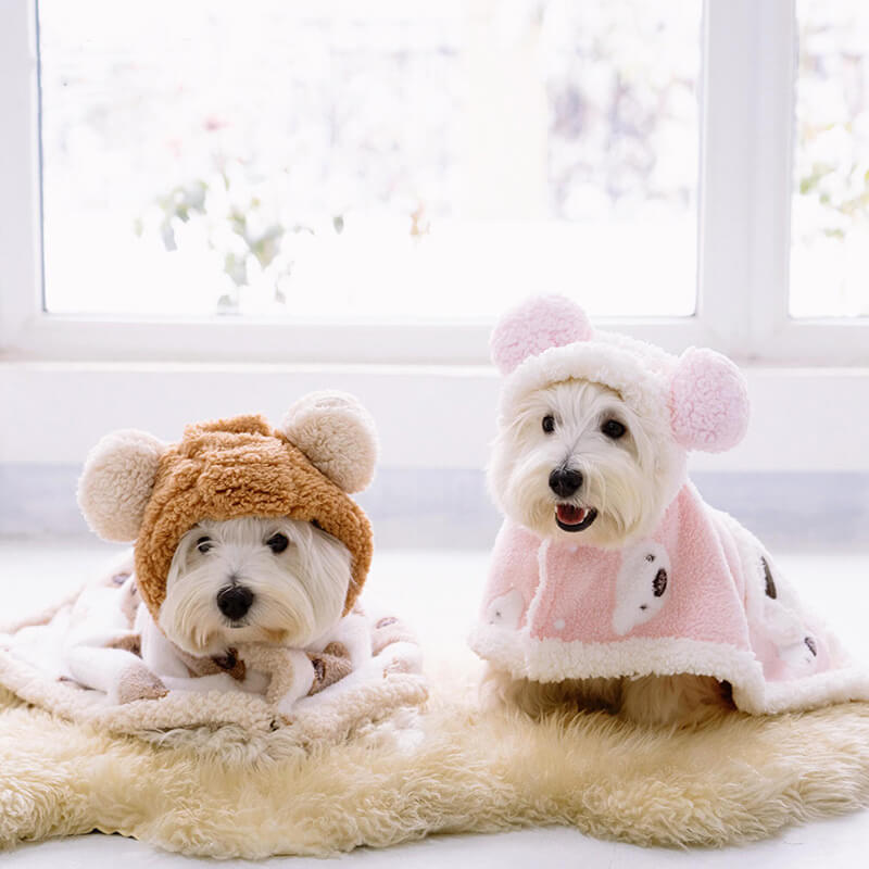 Bear Lamb Fleece Dog Cape Warm Clothing