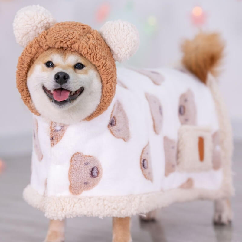 Bear Lamb Fleece Dog Cape Warm Clothing