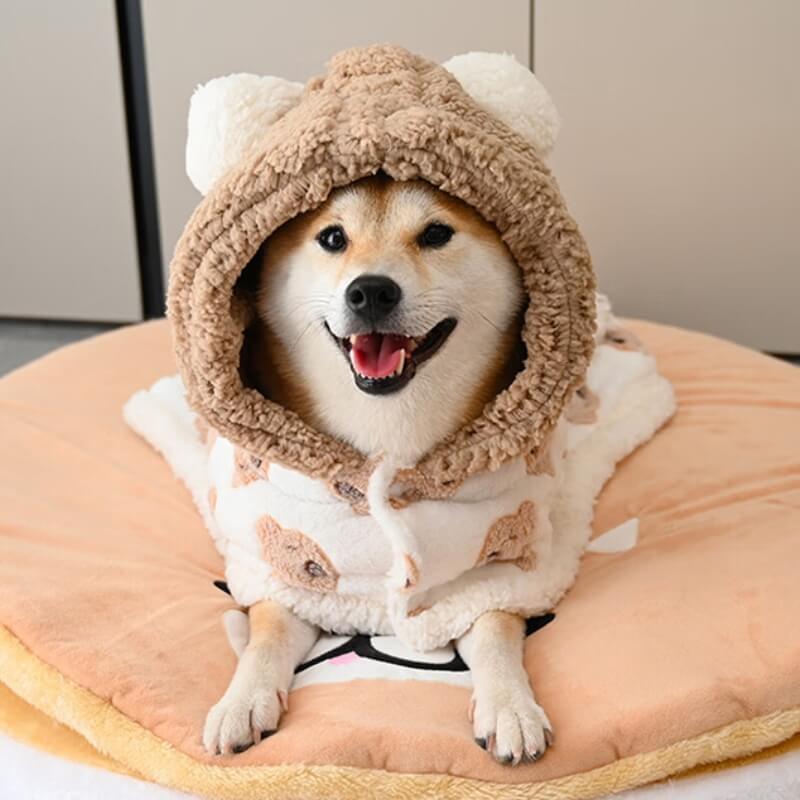 Bear Lamb Fleece Dog Cape Warm Clothing