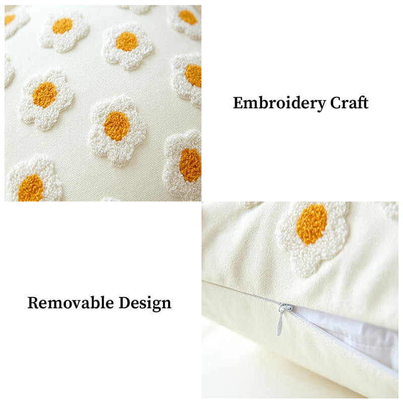 Embroidered Daisy Pillow Sofa Pillow