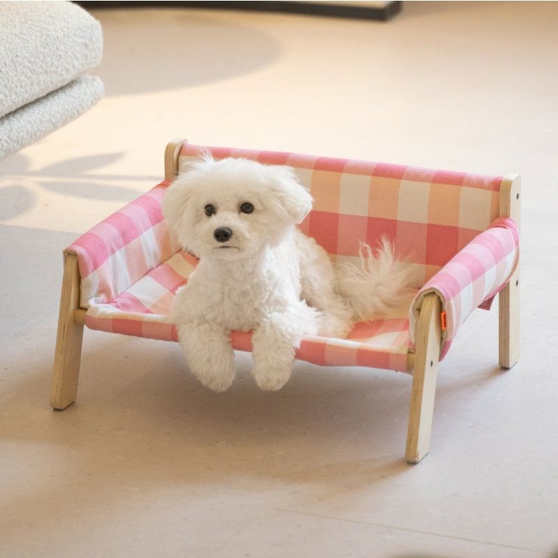 Fashion Checkered Wooden Pet Sofa Bed