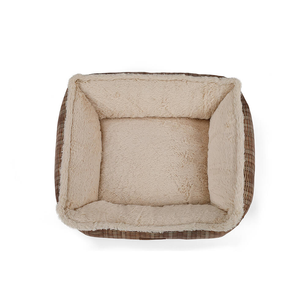 Faux Willow Weave Pattern Soft Square Dog Bed