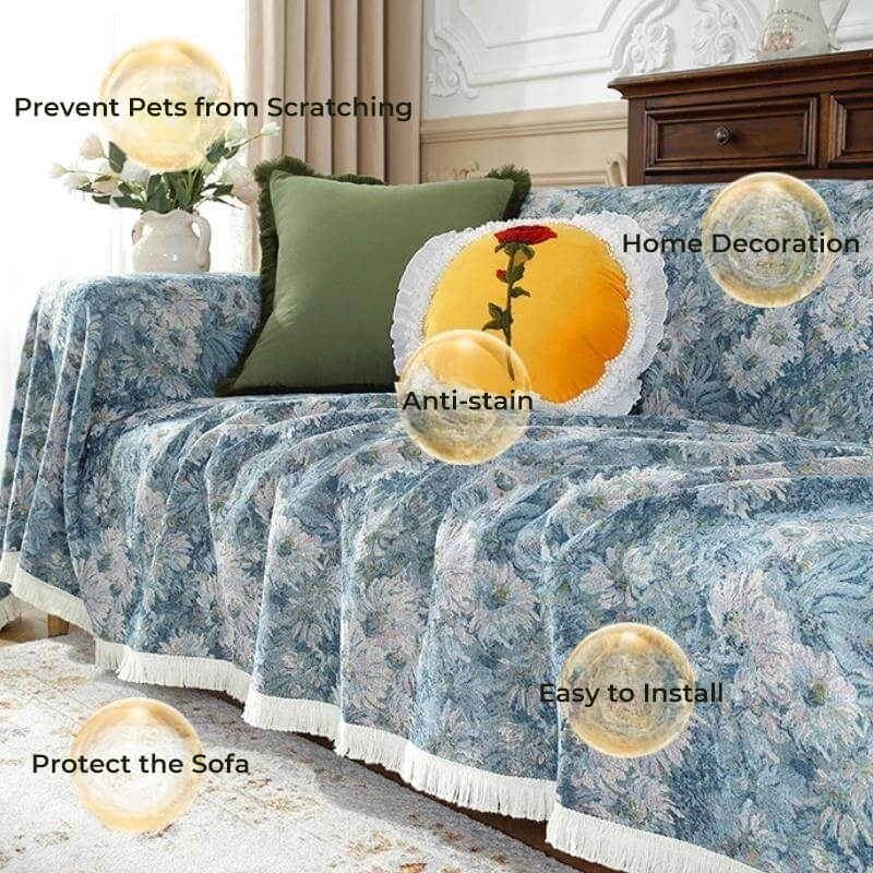 Monet Garden Yarn Dyed Sofa Protective Couch Cover