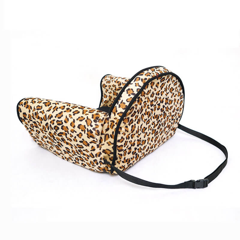 Stylish Leopard Print Plush Safety Dog Car Seat Bed