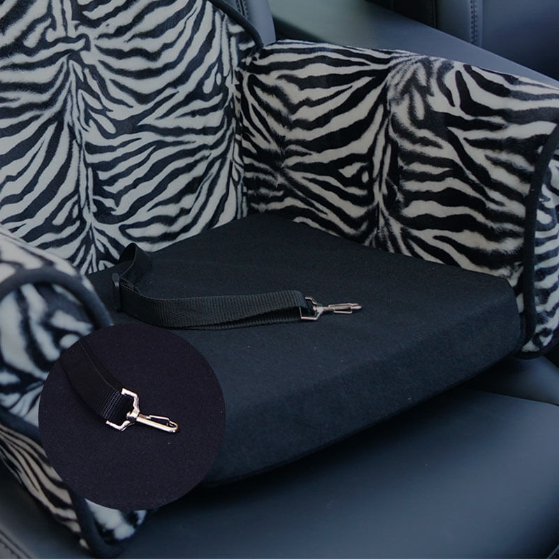 Stylish Leopard Print Plush Safety Dog Car Seat Bed