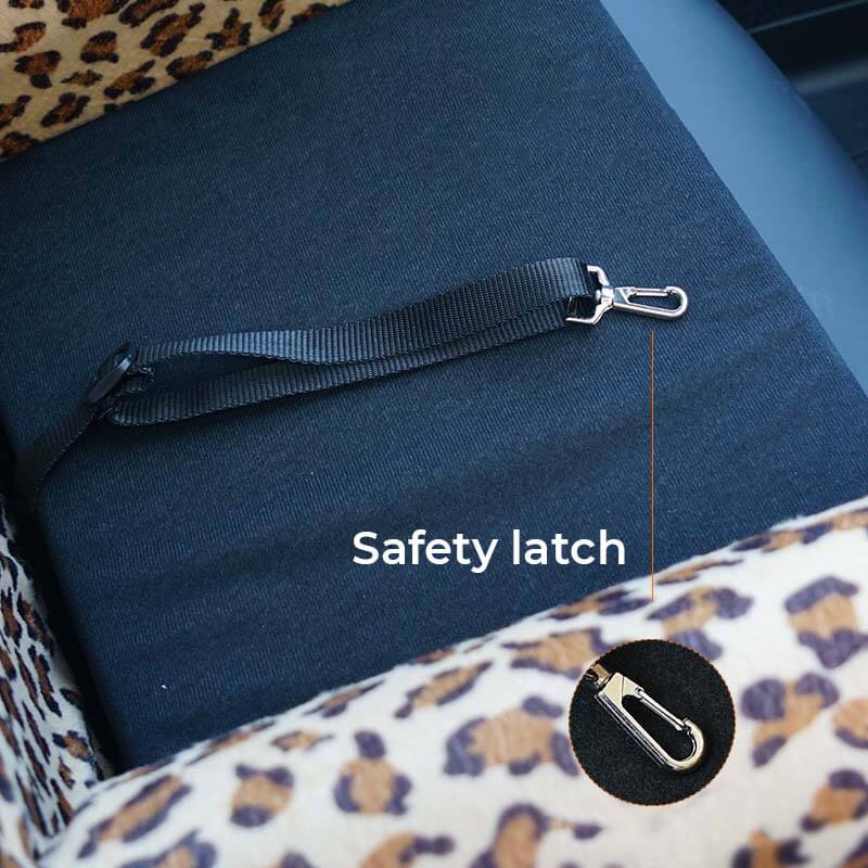 Stylish Leopard Print Plush Safety Dog Car Seat Bed