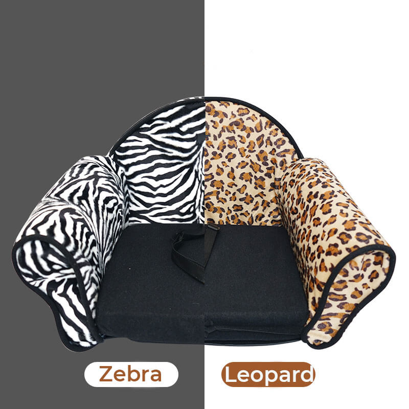 Stylish Leopard Print Plush Safety Dog Car Seat Bed