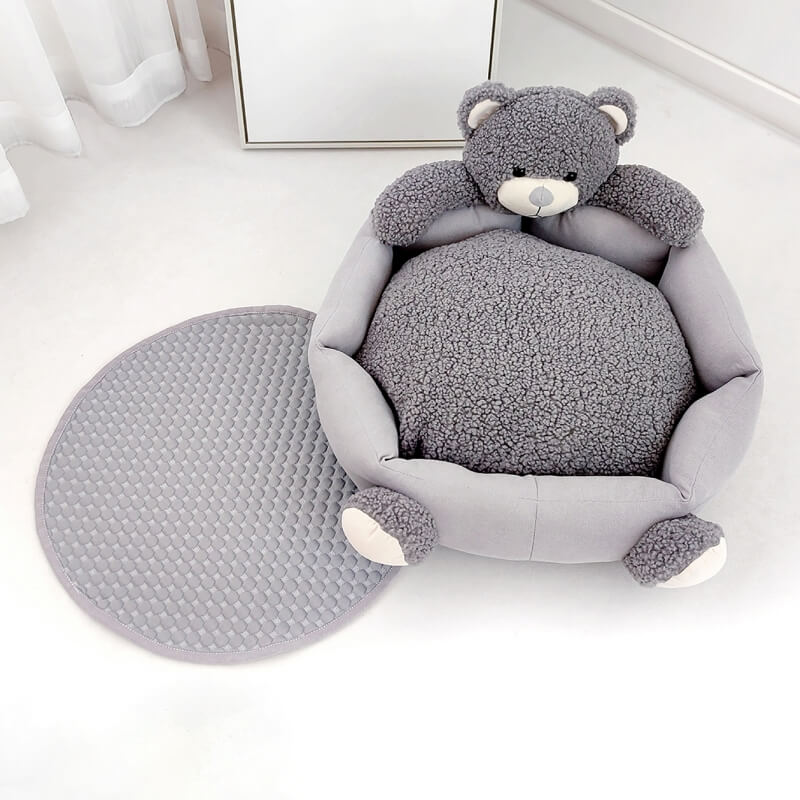 Cute Teddy Bear Sleeping Mat with Bear Toy Dog & Cat Bed